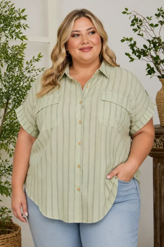 CURVE Striped Linen Top made by Valencia Boutique