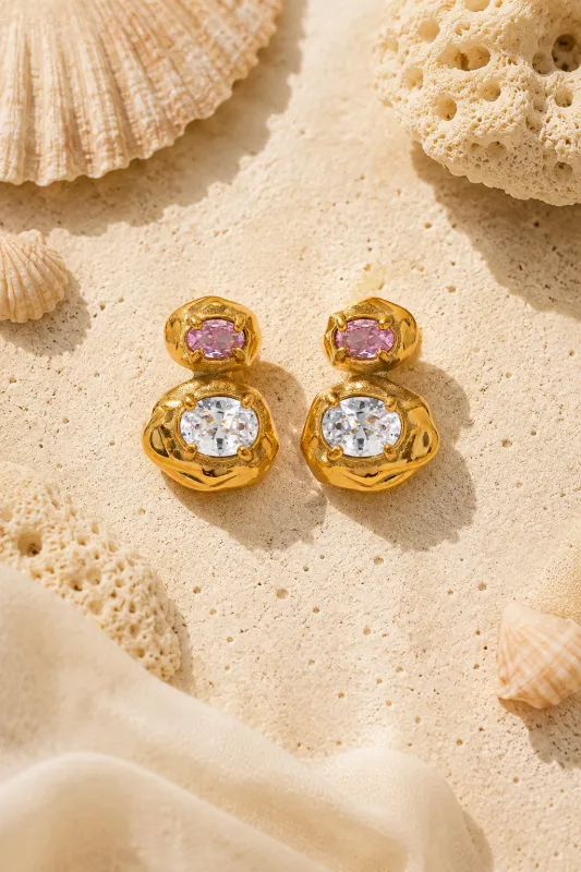 Two Tone Zircon Earring made by Valencia Boutique