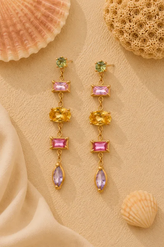 Multi Color Crystal Drop Earring made by Valencia Boutique
