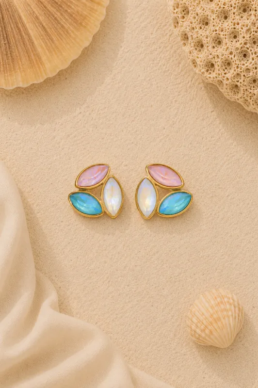 Tri-Color Crystal Stud made by Valencia Boutique