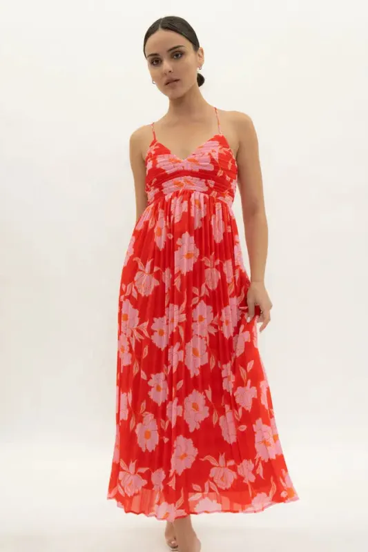 Pleated Empire Midi Dress made by Fore Collection