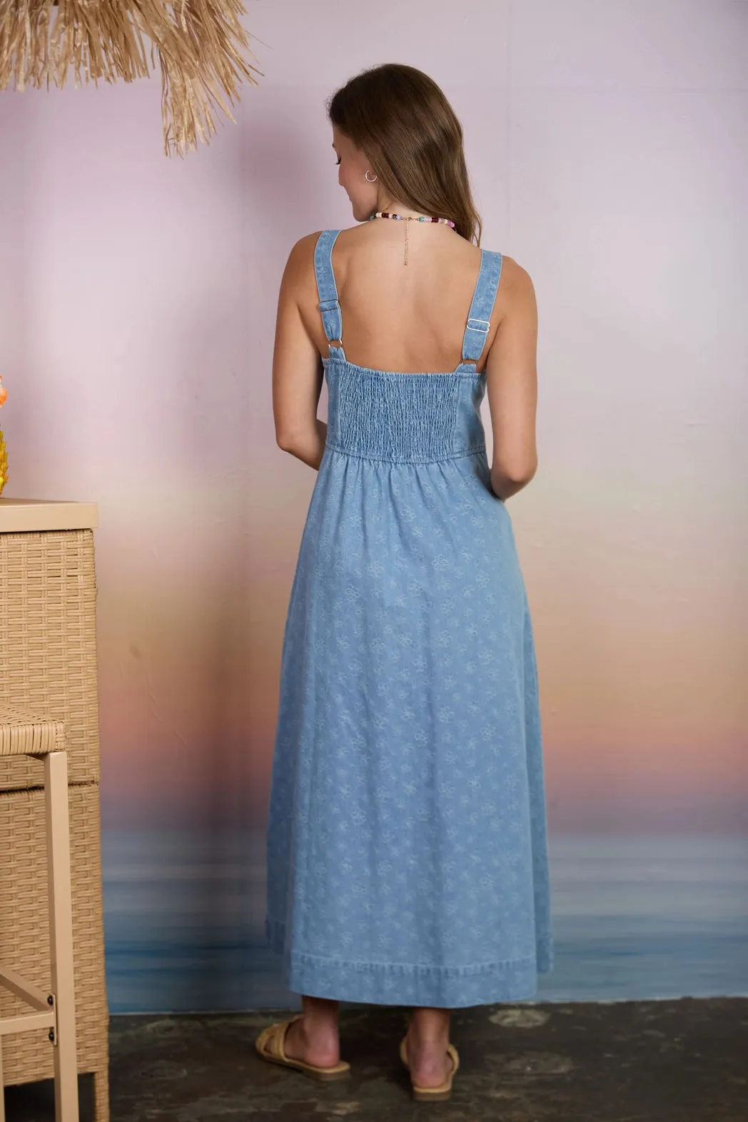 Floral Denim Midi Dress sold by Valencia Boutique product image thumbnail 2
