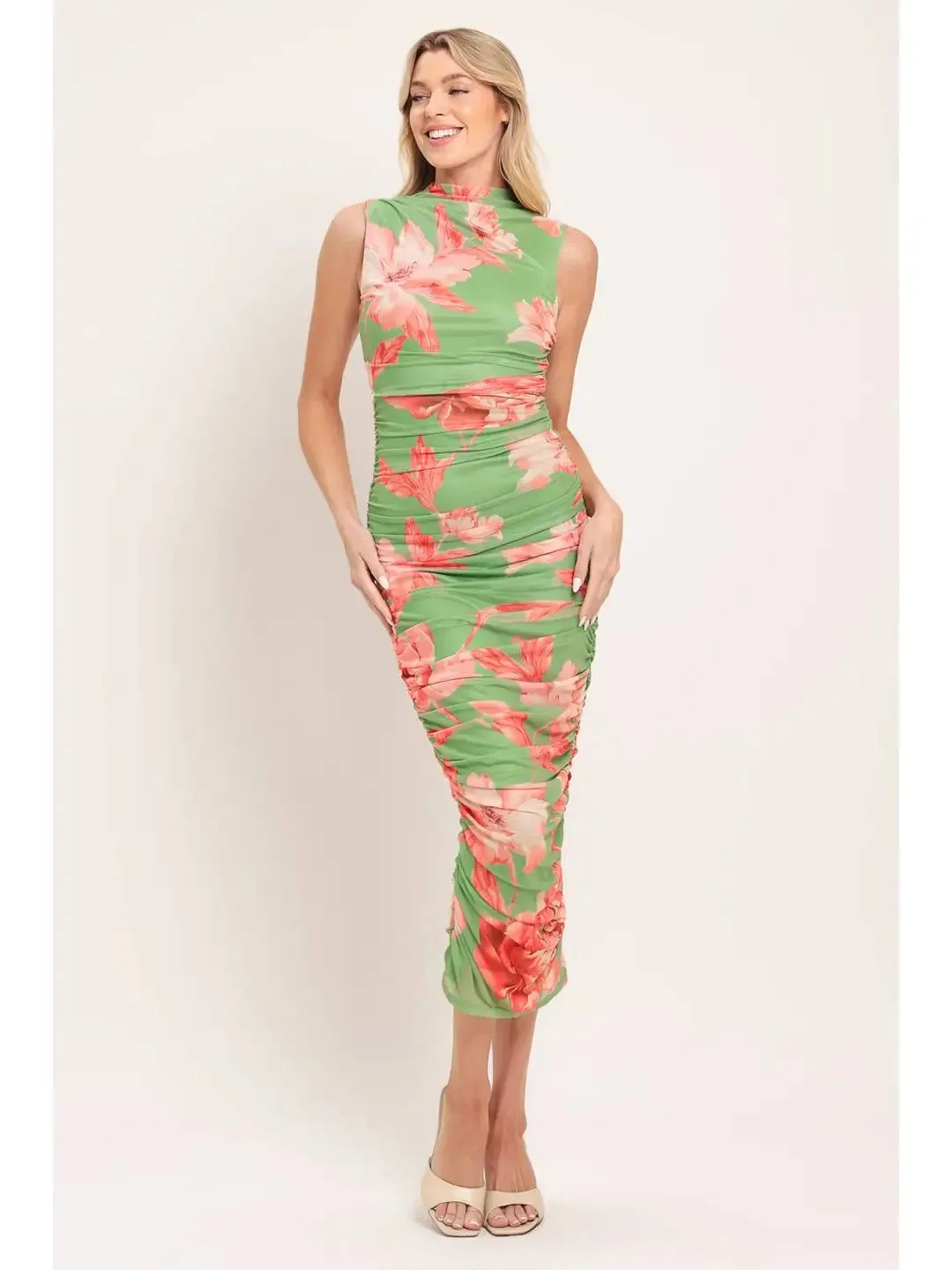 Printed Mesh Bodycon Dress (S-3X) sold by Valencia Boutique product image thumbnail 5
