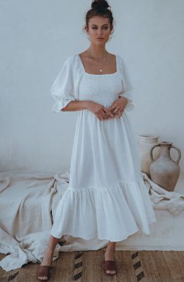 Almeria Linen Dress (S-3X) sold by Valencia Boutique