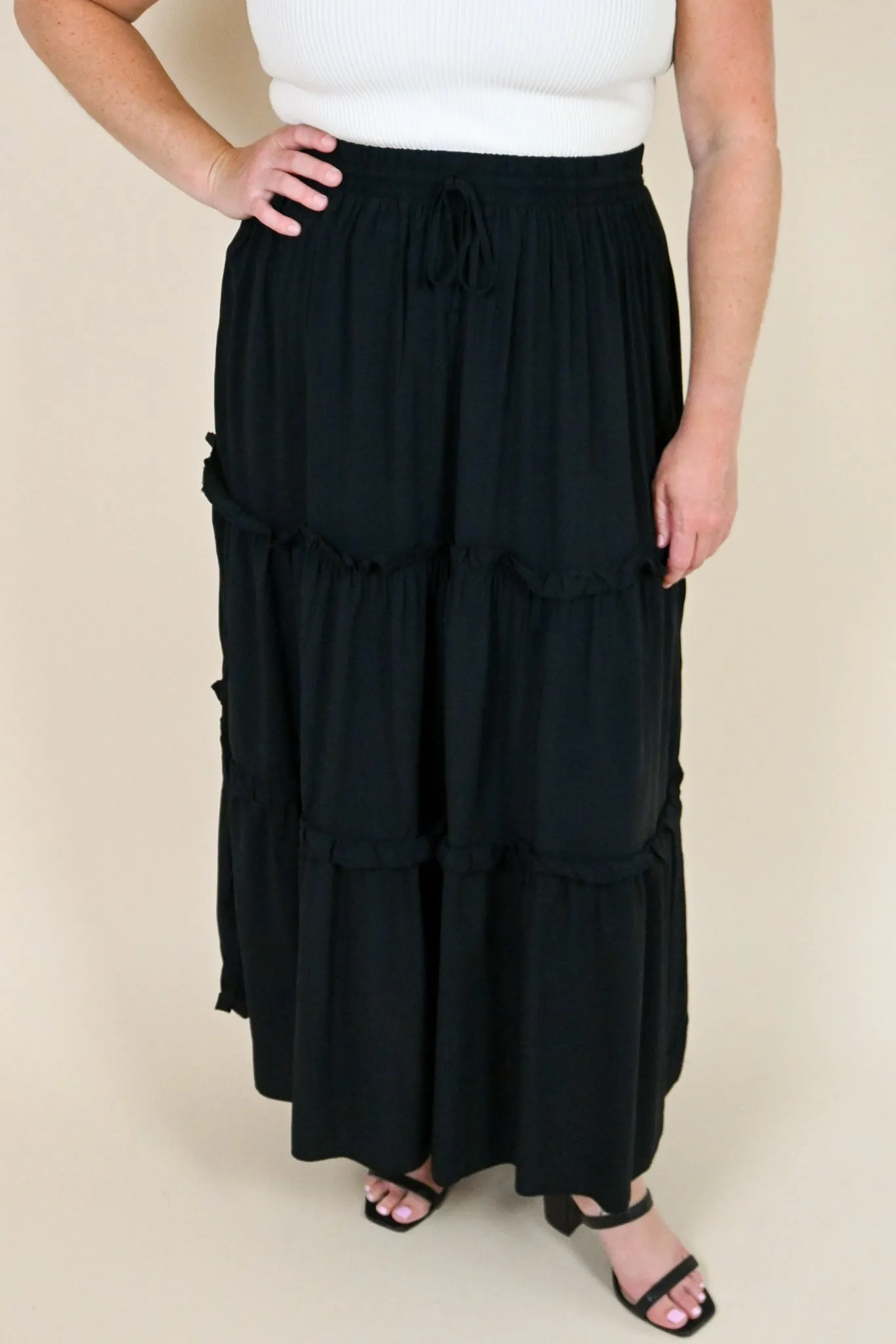 CURVE Tiered Maxi Skirt (2 colors) sold by Valencia Boutique product image thumbnail 5