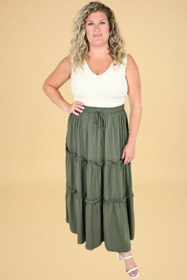 CURVE Tiered Maxi Skirt (2 colors) sold by Valencia Boutique