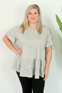 CURVE Ruffle Babydoll Top sold by Valencia Boutique