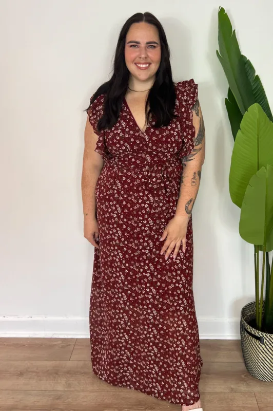 CURVE Ruffle Sleeve Maxi sold by Valencia Boutique