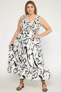 CURVE Abstract Print Midi sold by Valencia Boutique