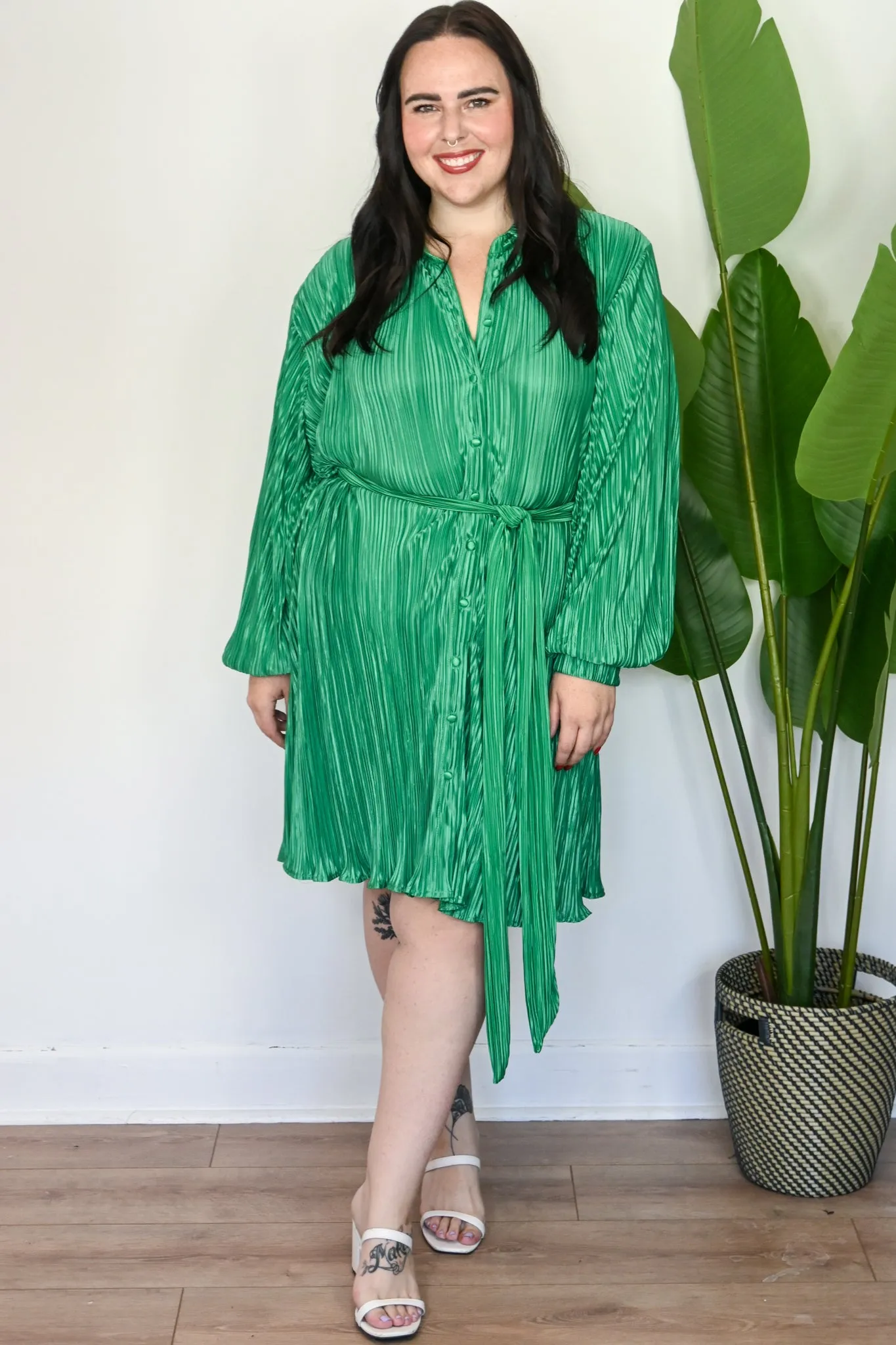 CURVE Plisse Shirt Dress sold by Valencia Boutique product image thumbnail 4