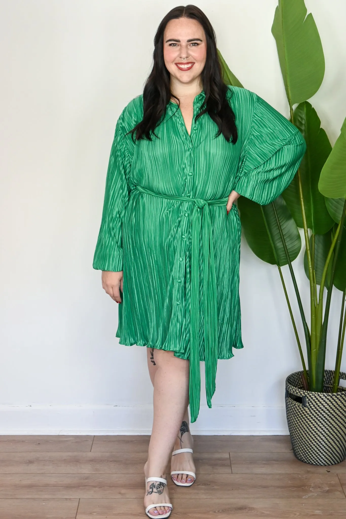 CURVE Plisse Shirt Dress sold by Valencia Boutique product image thumbnail 3