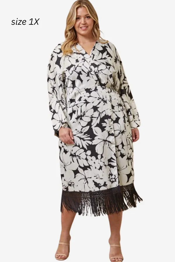 CURVE Fringe Hem Wrap Dress sold by Valencia Boutique product image thumbnail 3