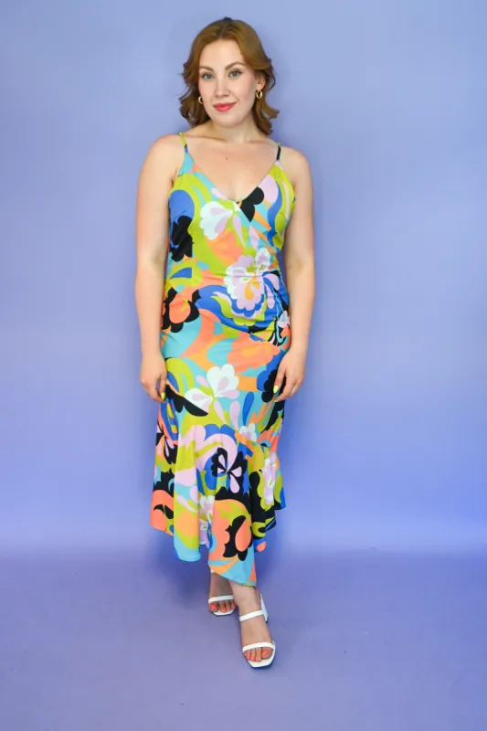 Printed Asymmetrical Slip Dress sold by Valencia Boutique