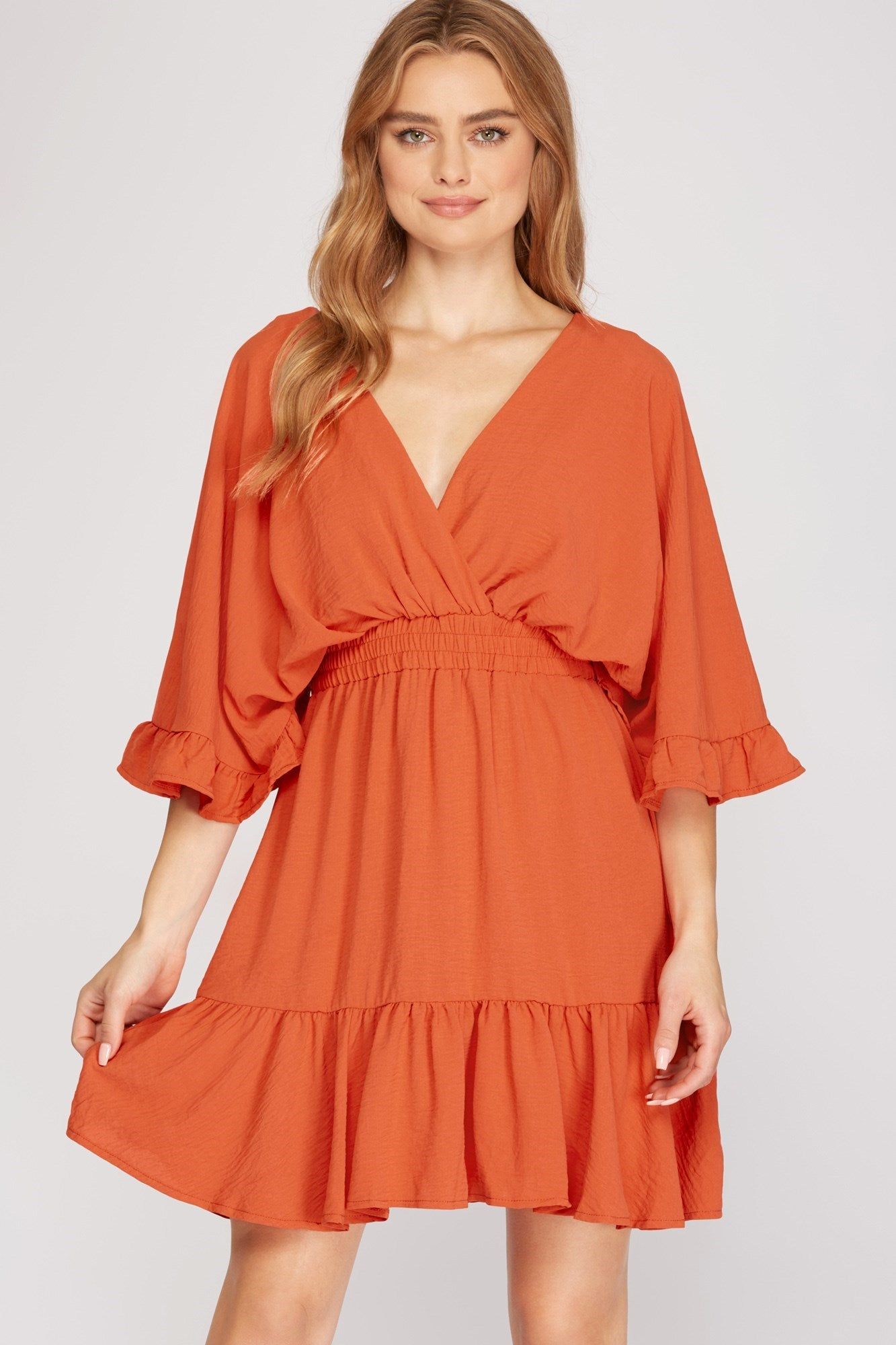 Ruffle Sleeve Mini Dress (S-2X) sold by Valencia Boutique product image thumbnail 3
