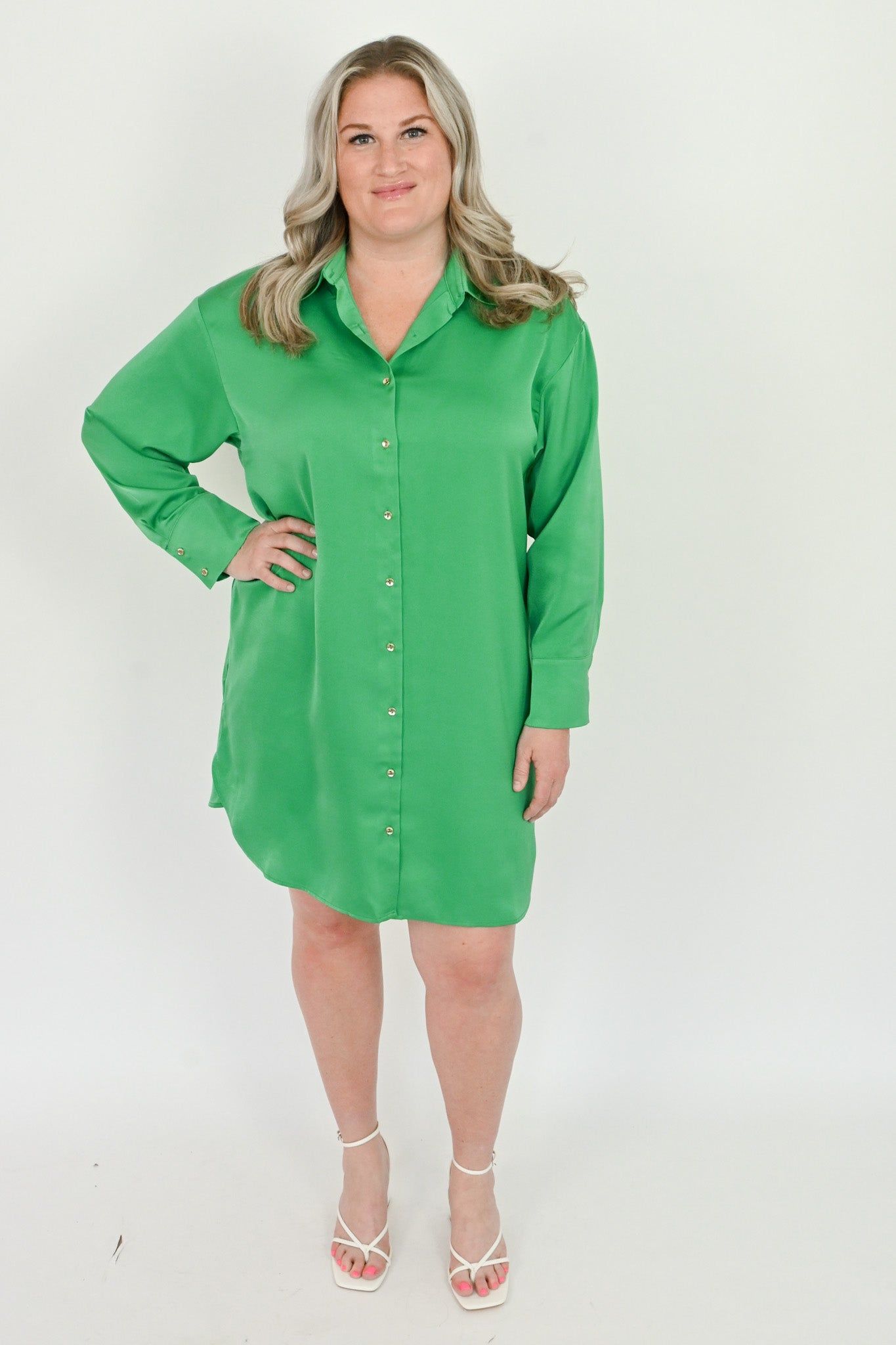 Long Sleeve Shirt Dress (S-2X) sold by Valencia Boutique