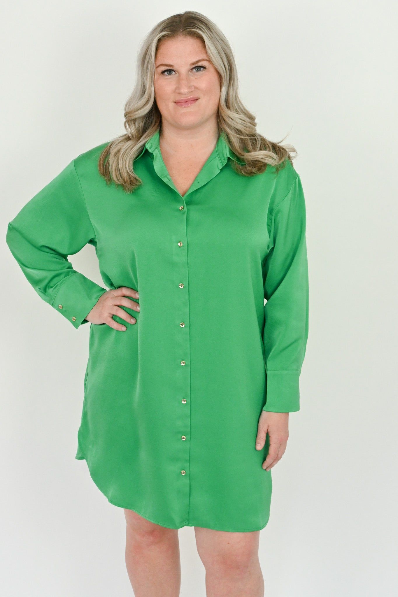 Long Sleeve Shirt Dress (S-2X) sold by Valencia Boutique product image thumbnail 2
