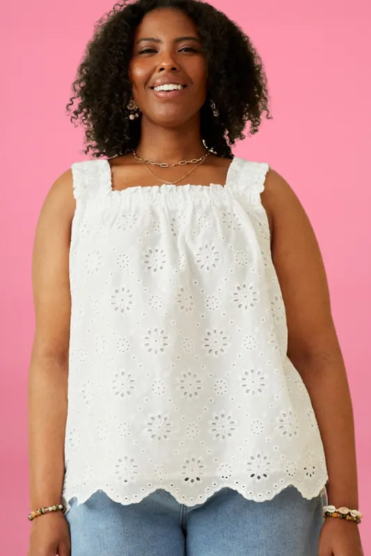 CURVE Eyelet Tank sold by Valencia Boutique