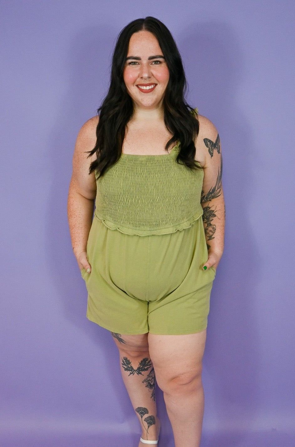 CURVE Washed Romper sold by Valencia Boutique