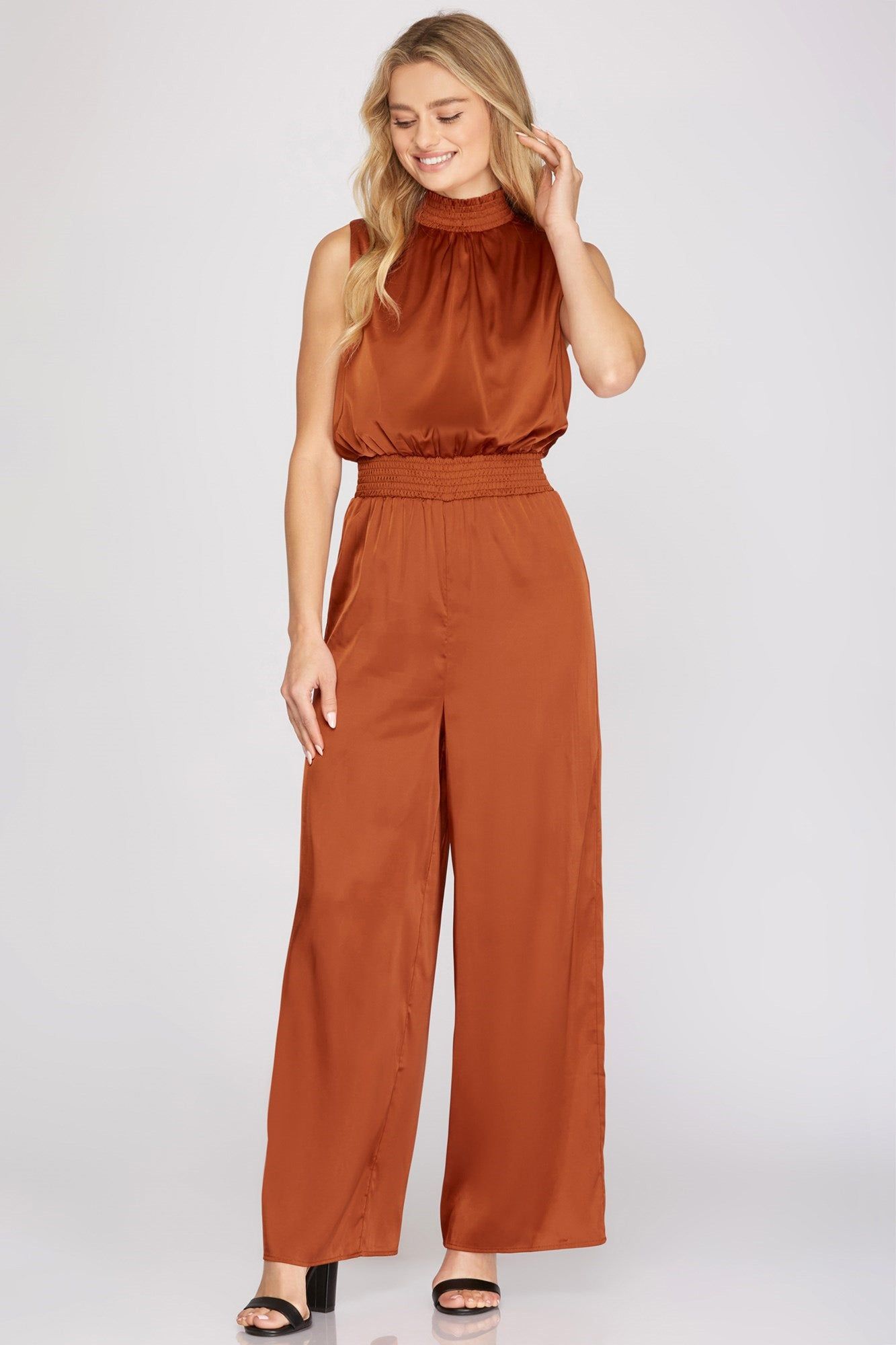 Halter Neck Satin Jumpsuit sold by Valencia Boutique