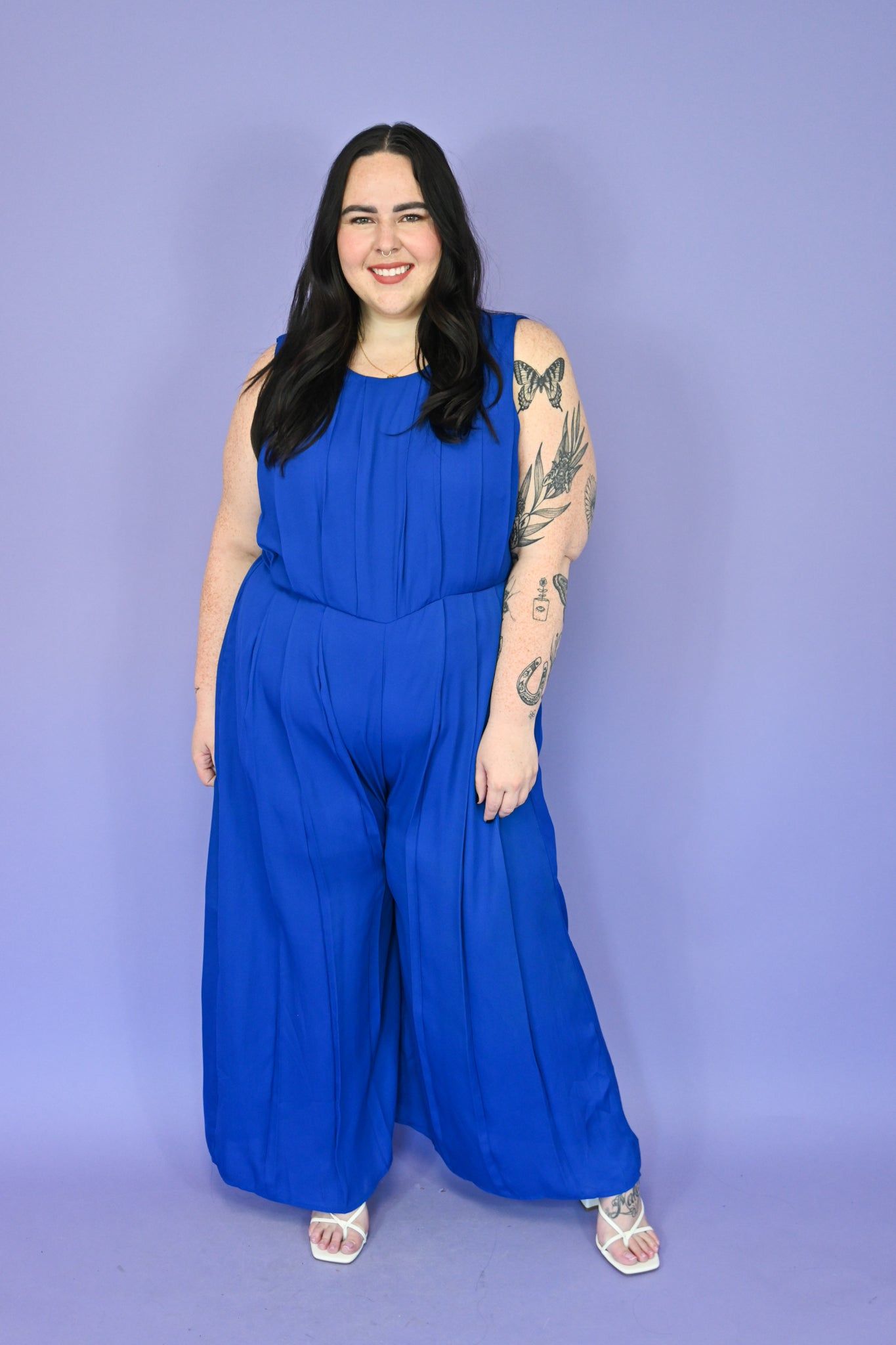 Pleated Wide Leg Jumpsuit (S-3X) sold by Valencia Boutique product image thumbnail 3