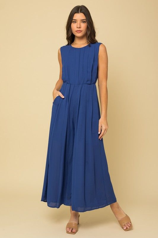 Pleated Wide Leg Jumpsuit (S-3X) sold by Valencia Boutique product image thumbnail 5