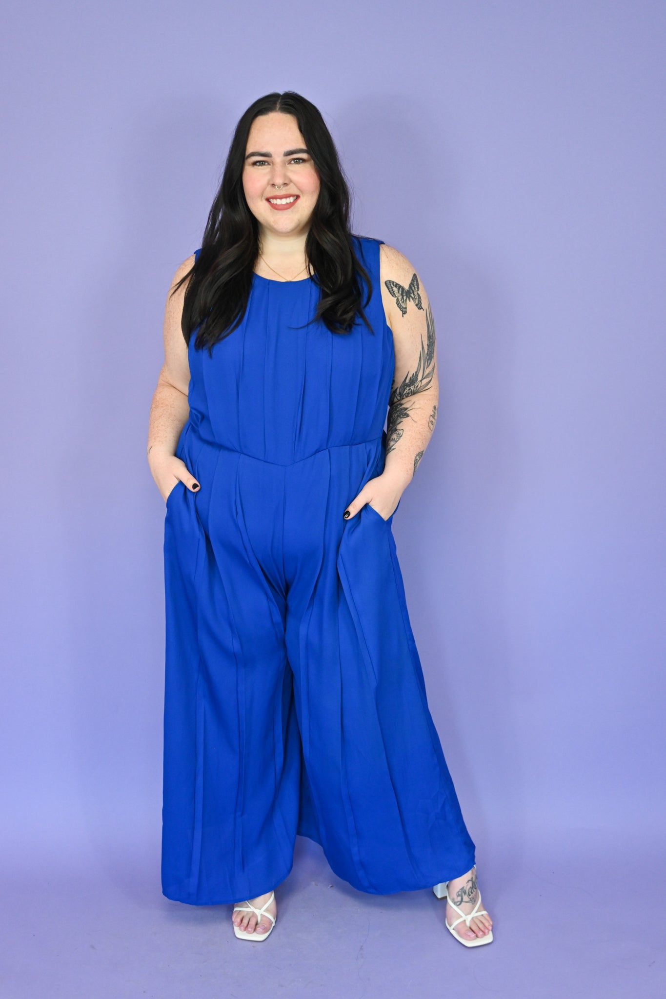 Pleated Wide Leg Jumpsuit (S-3X) sold by Valencia Boutique product image thumbnail 2