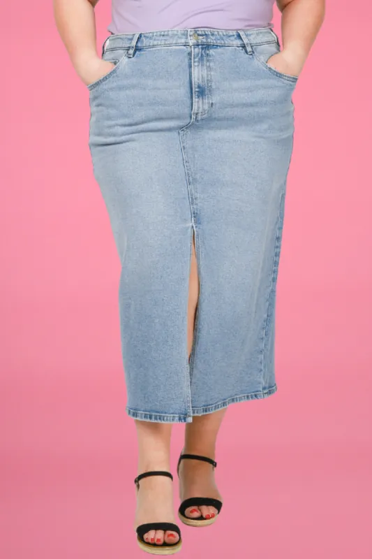 CURVE Denim Skirt sold by Valencia Boutique