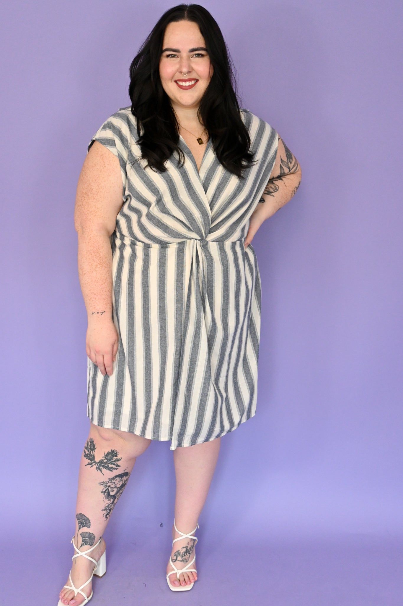 Striped Twist Mini Dress (S-3X) sold by Valencia Boutique product image thumbnail 2