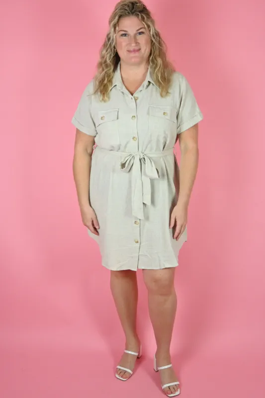 CURVE Linen Day Dress sold by Valencia Boutique