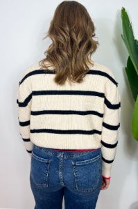 Striped Mock Neck Sweater sold by Valencia Boutique