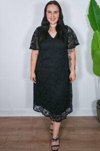 CURVE Lace Midi Dress sold by Valencia Boutique