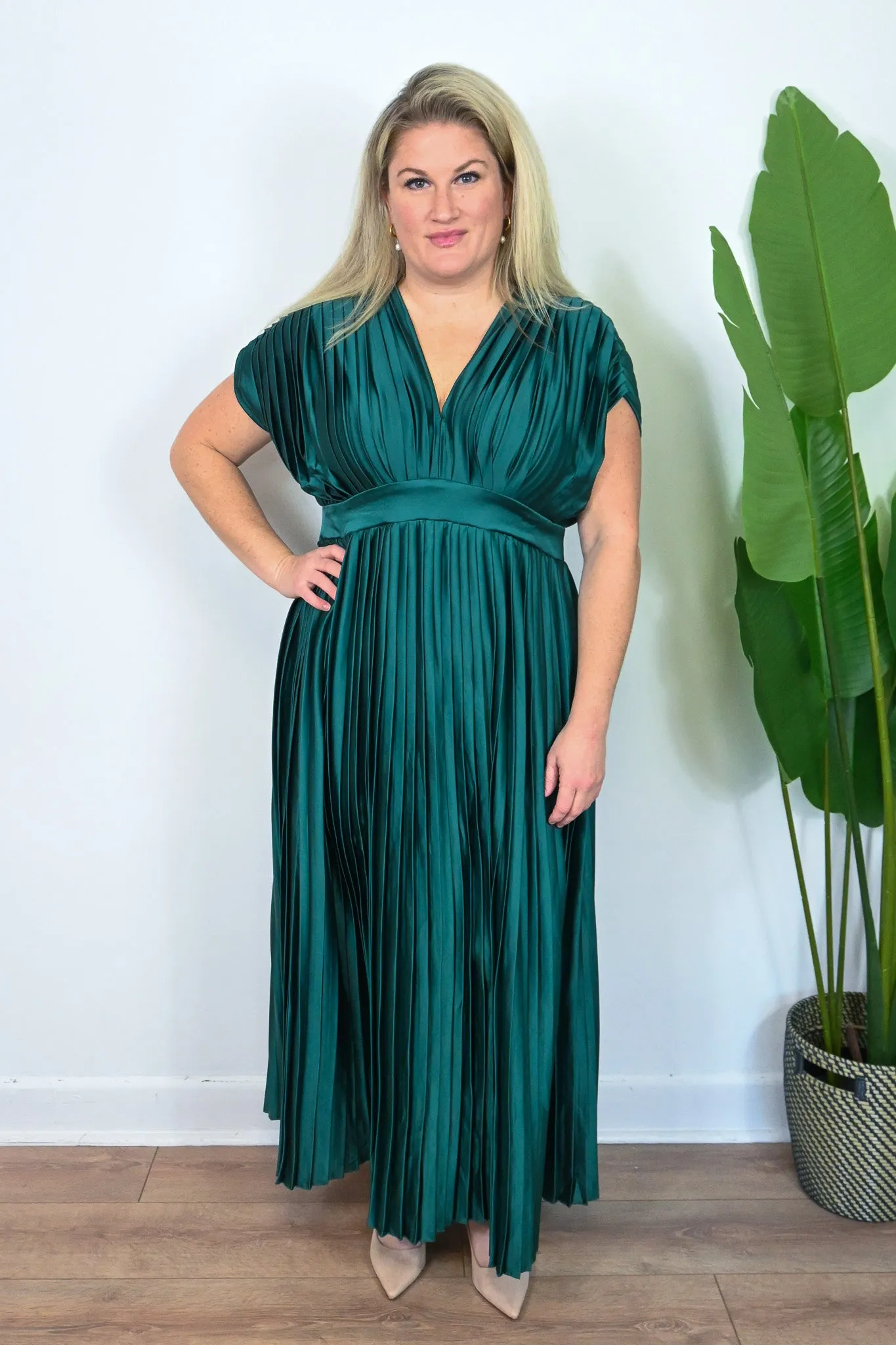 CURVE Pleated Midi Dress sold by Valencia Boutique