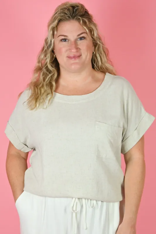 CURVE Linen Blend Top sold by Valencia Boutique