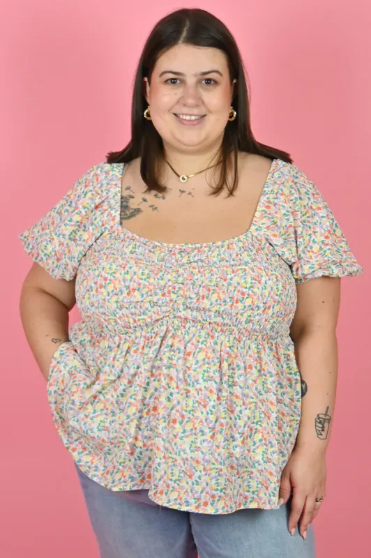 CURVE Floral Top sold by Valencia Boutique