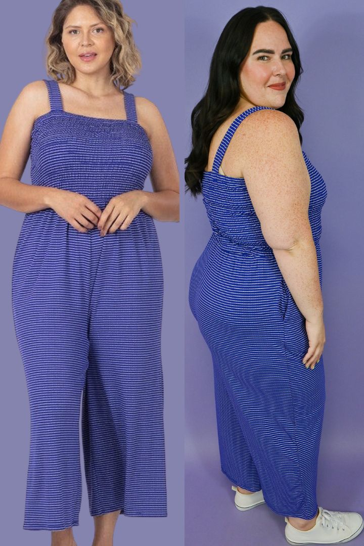 Striped Jumpsuit (S-3X) sold by Valencia Boutique