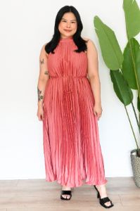Pleated Halter  Midi Dress sold by Valencia Boutique