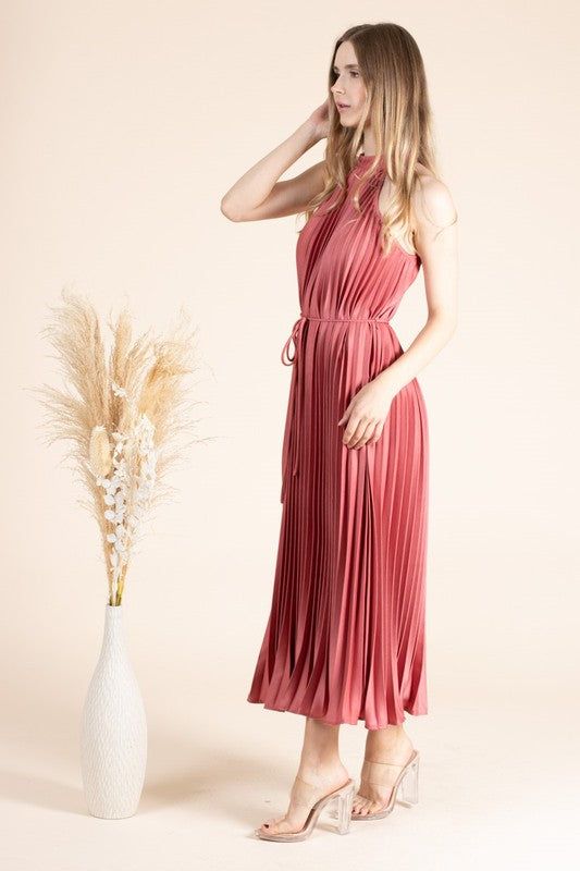 Pleated Halter Midi Dress sold by Valencia Boutique product image thumbnail 6