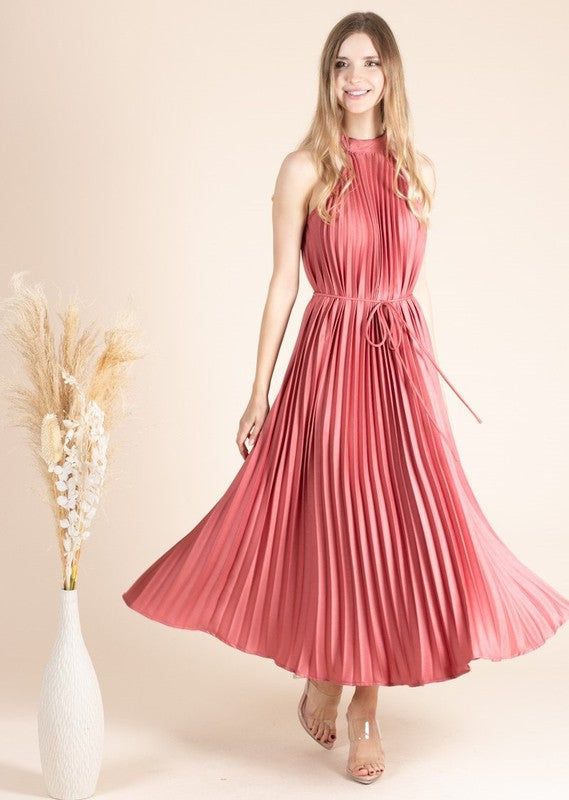 Pleated Halter Midi Dress sold by Valencia Boutique product image thumbnail 5