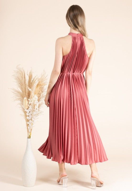 Pleated Halter Midi Dress sold by Valencia Boutique product image thumbnail 8