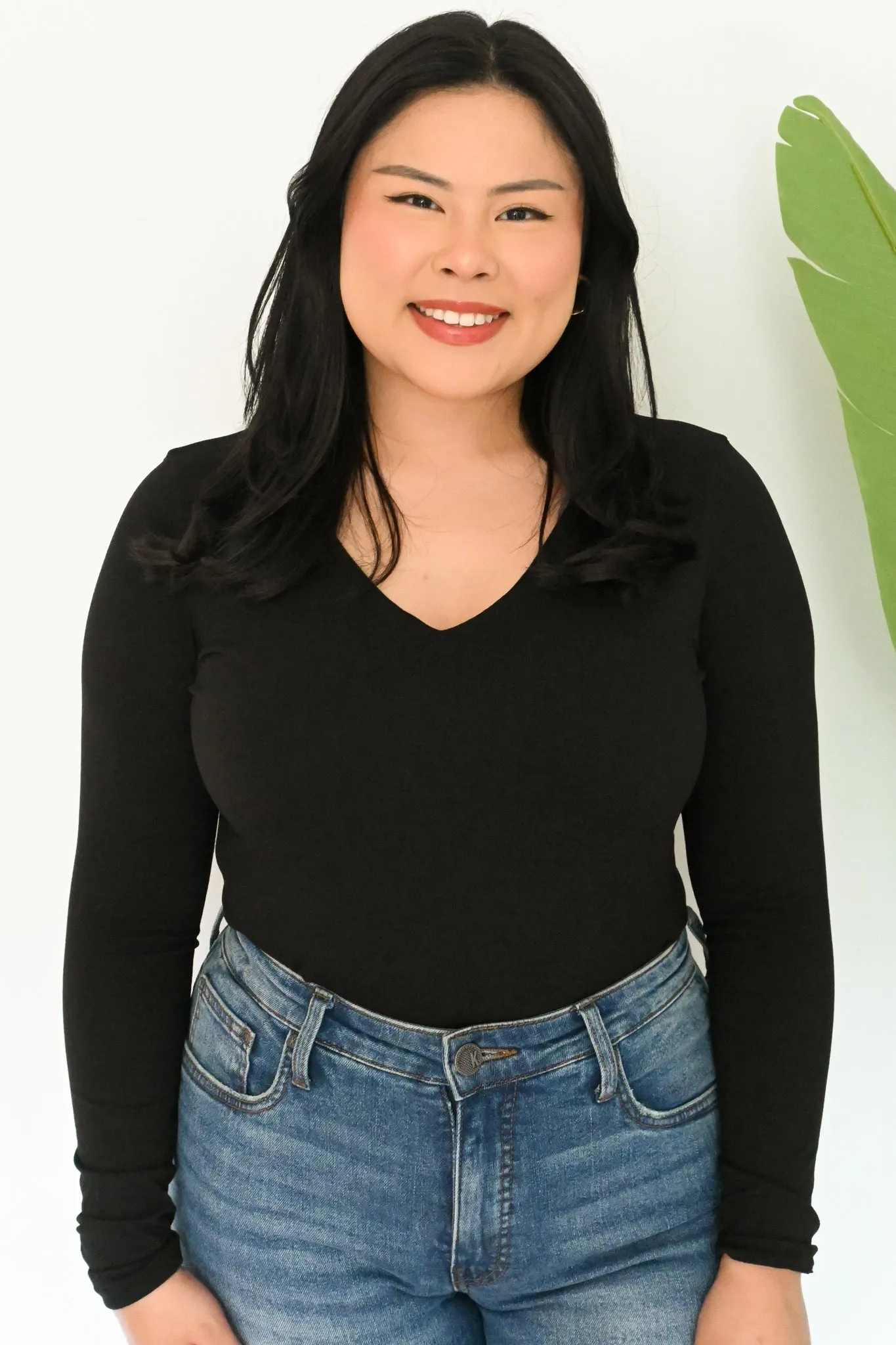 V-Neck Bodysuit (S-3X) sold by Valencia Boutique product image thumbnail 2