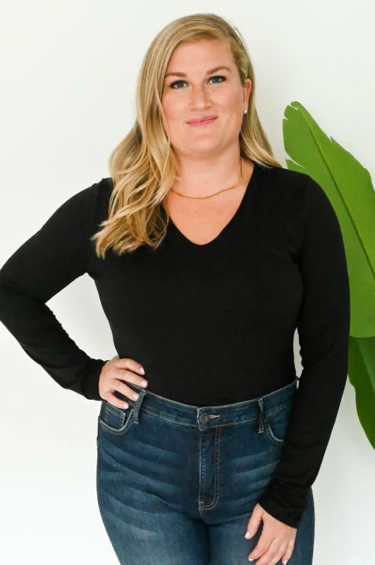 V-Neck Bodysuit (S-3X) sold by Valencia Boutique