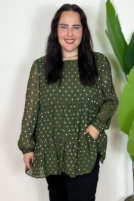 CURVE Gold Dot Blouse sold by Valencia Boutique