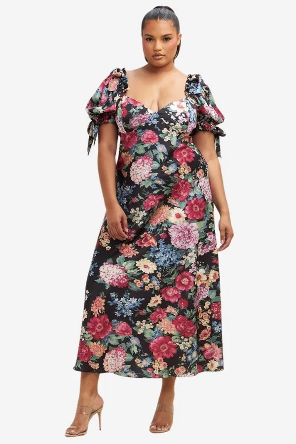 Poets Floral Midi Dress (S-2X) sold by Valencia Boutique