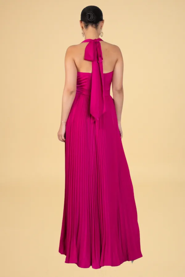 Pleated Halter Maxi Dress sold by Valencia Boutique product image thumbnail 2
