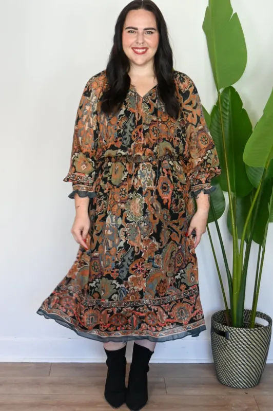 CURVE Printed Midi Dress sold by Valencia Boutique