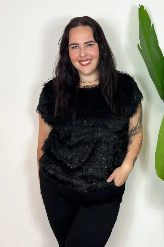 CURVE Textured Tinsel Top sold by Valencia Boutique