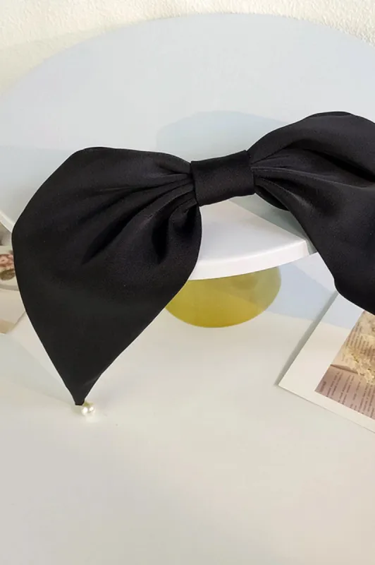 Satin Bow Pearl Clip sold by Valencia Boutique