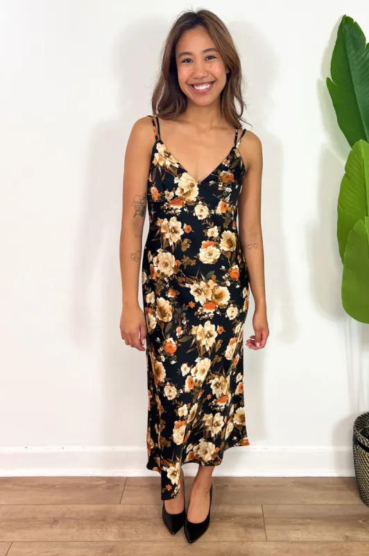 Satin Floral Print Midi sold by Valencia Boutique