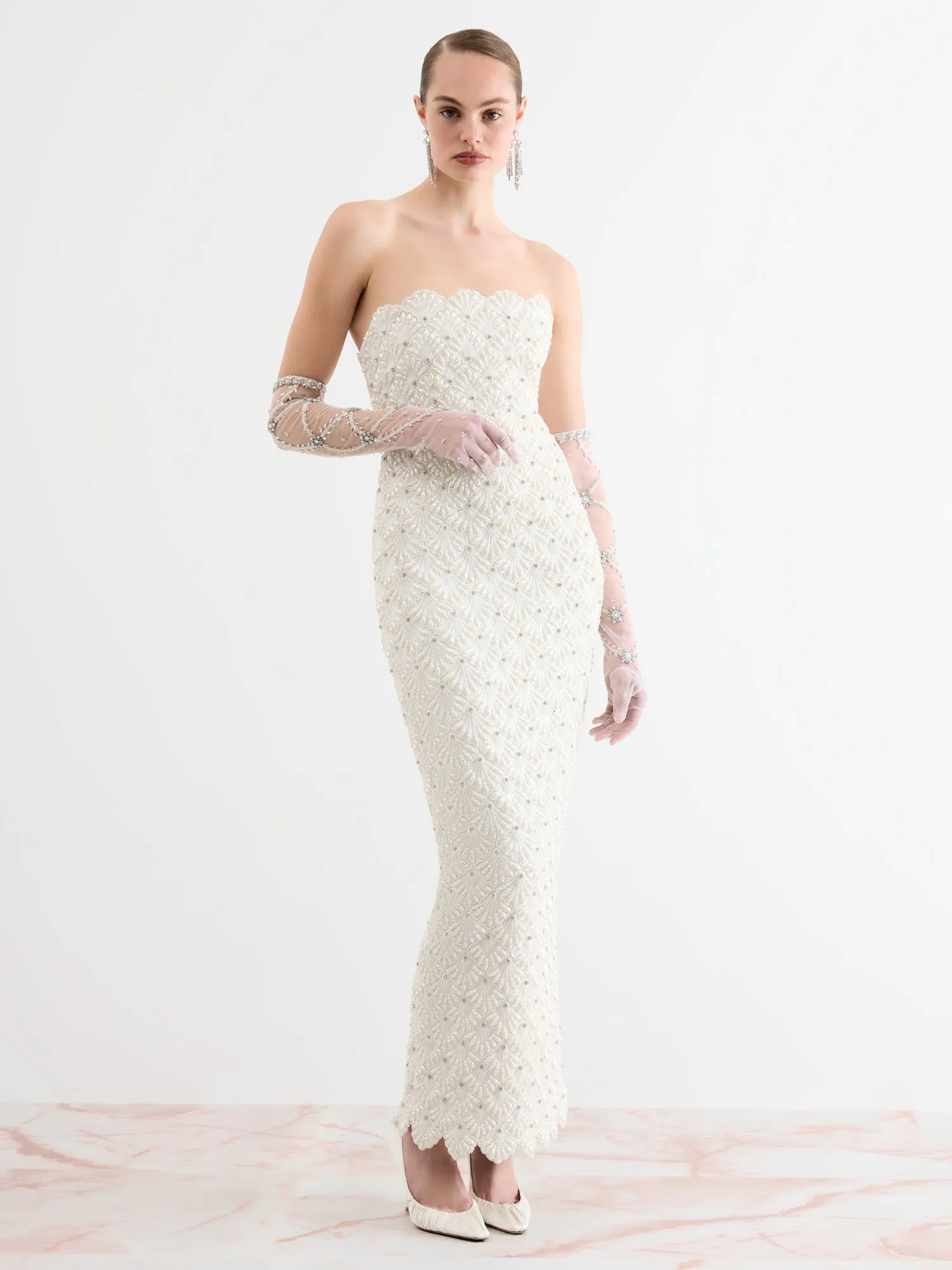 Scallop Column Gown sold by Clio Peppiatt product image thumbnail 2