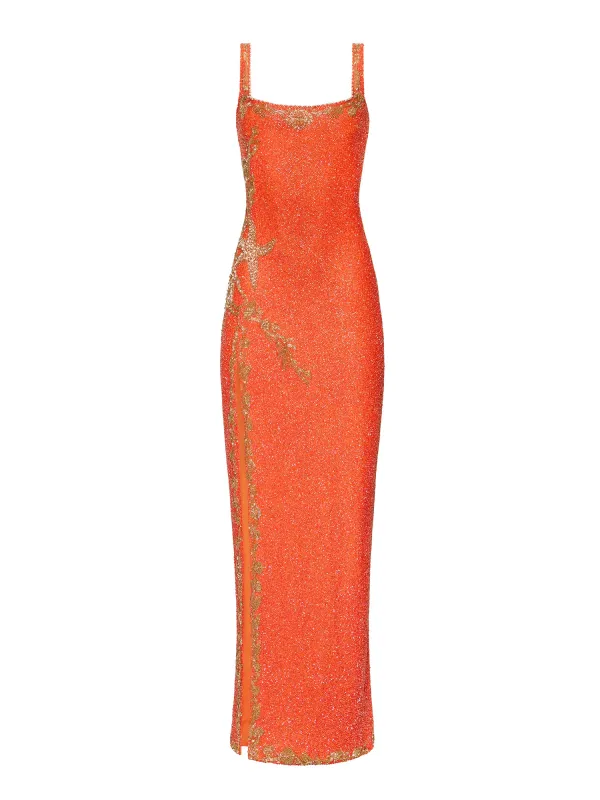 Asterias Gown Tangerine sold by Clio Peppiatt